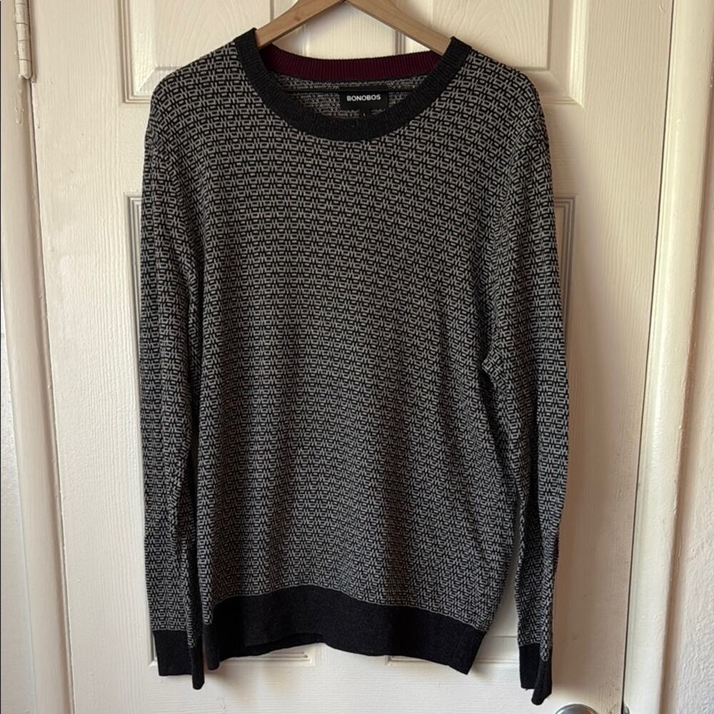 Bonobos Black and Gray Men's Chevron Sweater size large